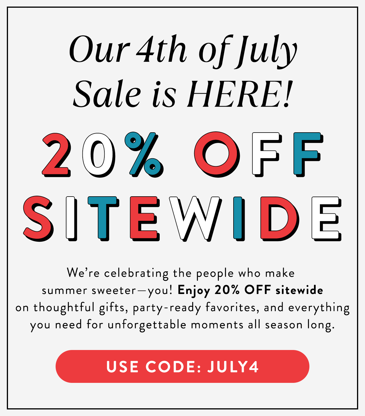 20% OFF SITEWIDE