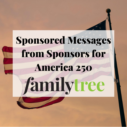 American flag with "Sponsored Messages from Sponsors for America 250"