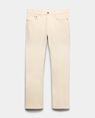 Ecru Straight Fit Stretch Jeans