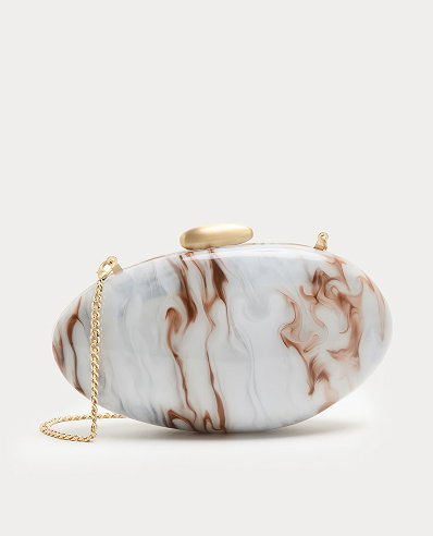 Cream Mix Marble Pearl Clutch Bag