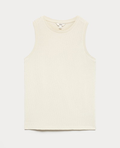 Ecru Cotton Rich Knitted Vest
