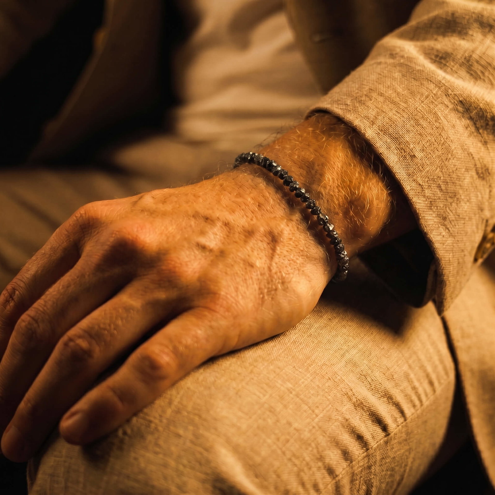 Raw black diamond bracelet, detail