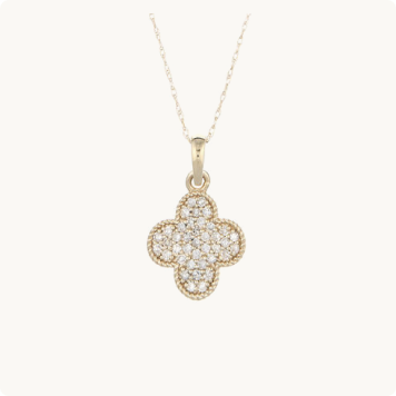 Victoria, 10kt. YG Diamond Clover Pendant