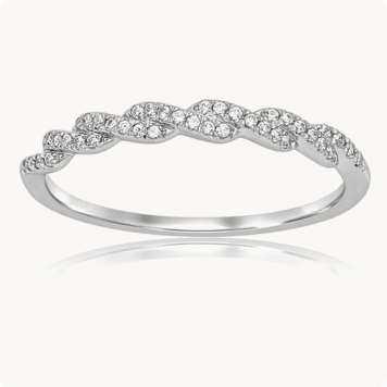 Diamond Stackable Woven Design Band in 10k White Gold