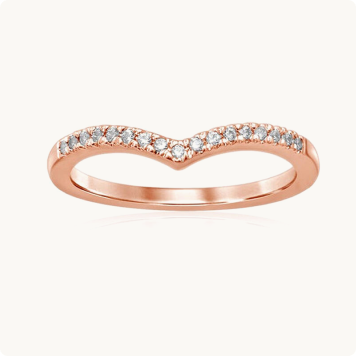 Diamond Stackable Wide V Band in 10k Rose Gold