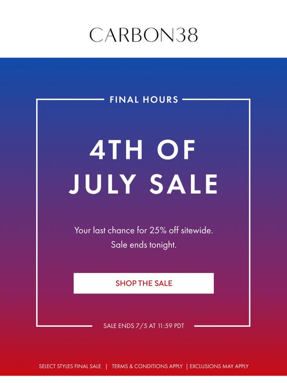 FINAL HOURS for 25% Off