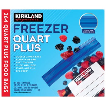 Kirkland Signature Freezer Quart Plus Bags, 264-Count