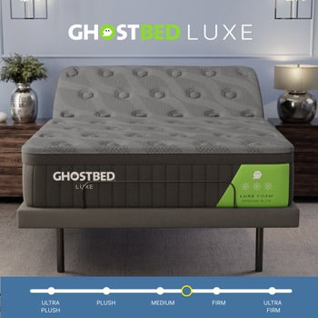 GhostBed Luxe 14-inch Memory Foam Mattress with Adjustable Base