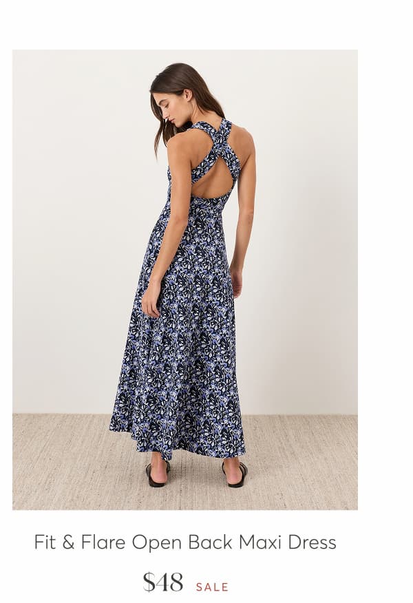 Fit & Flare Open Back Maxi Dress