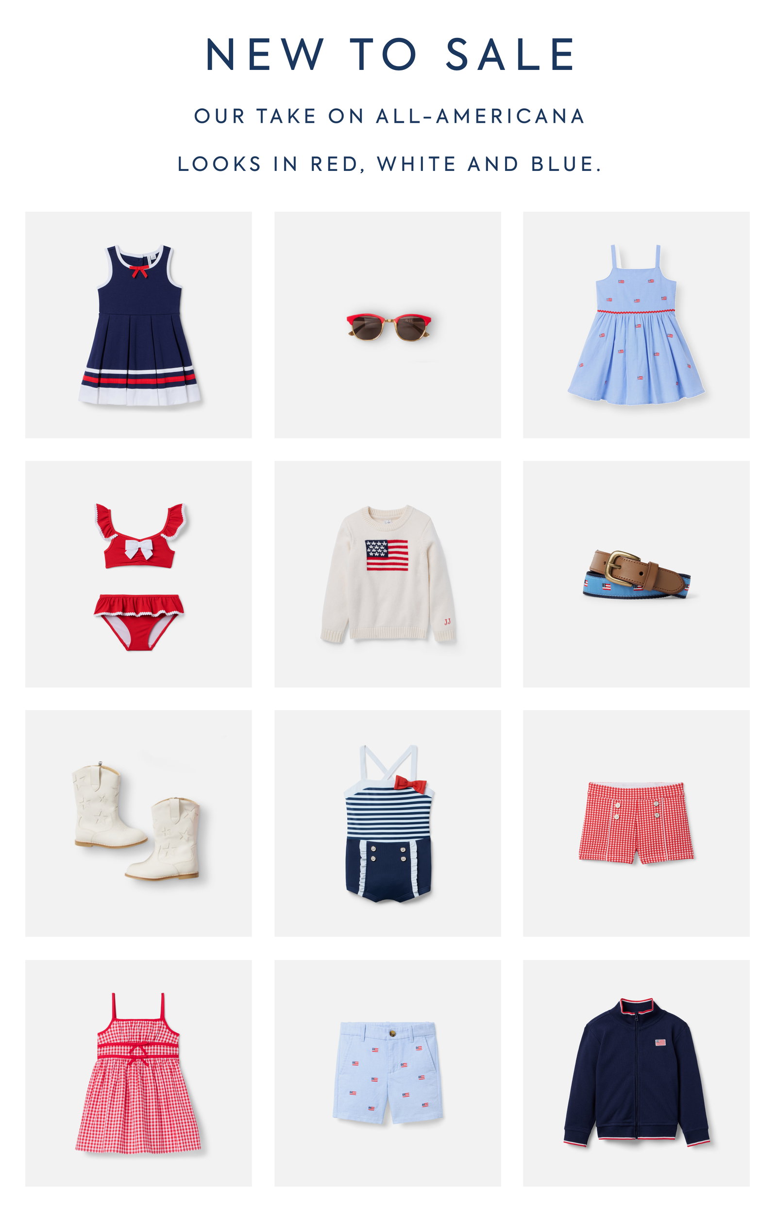 NEW TO SALE - OUR TAKE ON ALL-AMERICANA - LOOKS IN RED, WHITE AND BLUE.