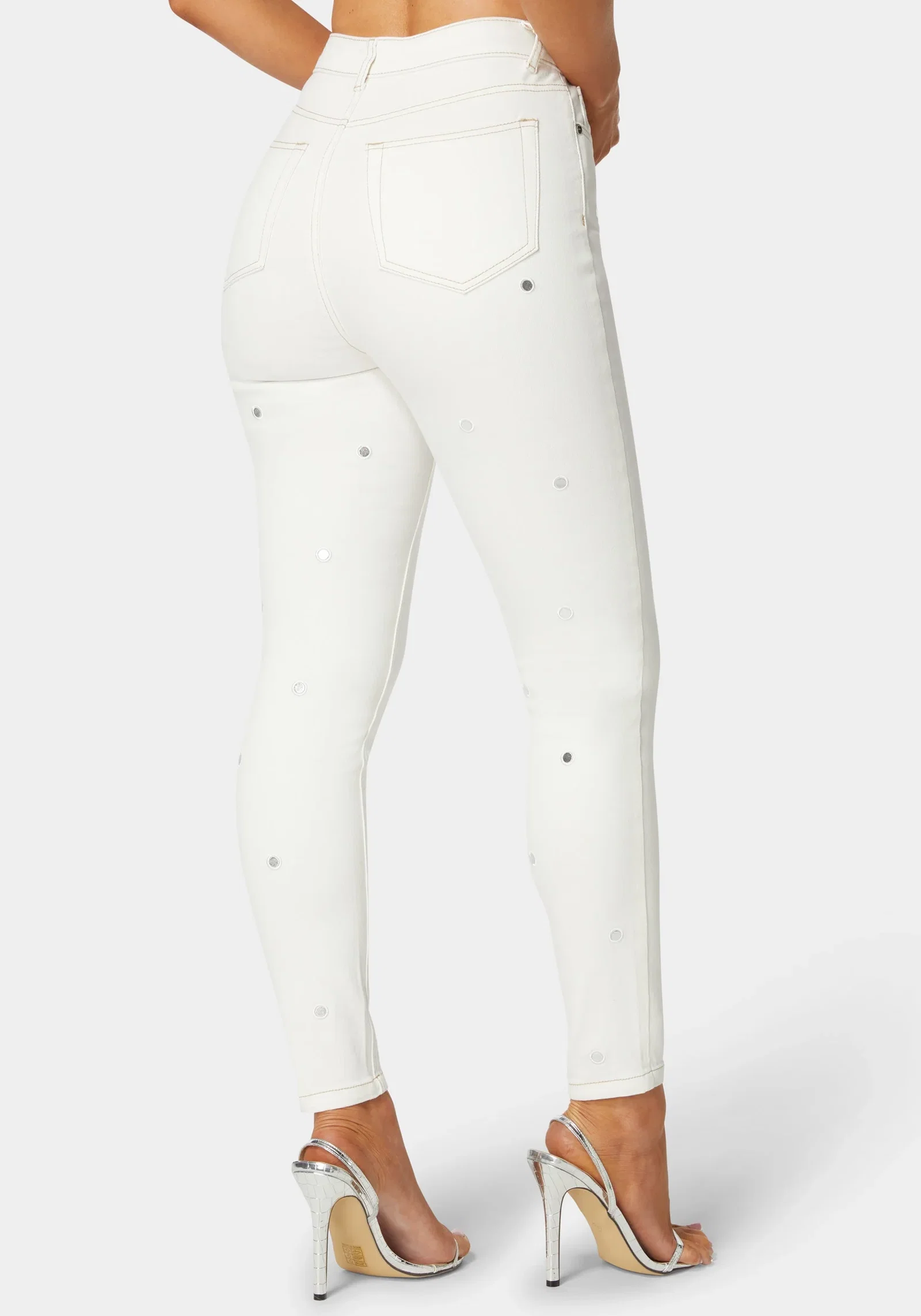 Image of High Waist Mirror Effect Skinny Leg Jeans