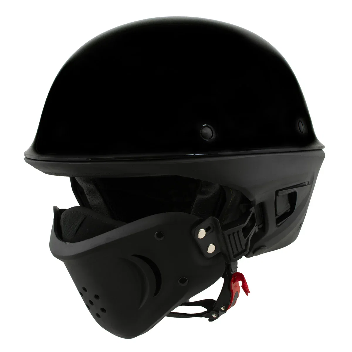 Image of Milwaukee Helmets MPH9831DOT Rascal 3/4 Open Face Gloss Black 2 in 1 Motorcycle Helmet Biker