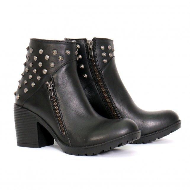 Image of Hot Leathers BTL1003 Ladies 5-inch Black Studded Ankle Leather Boots with Side Zippers