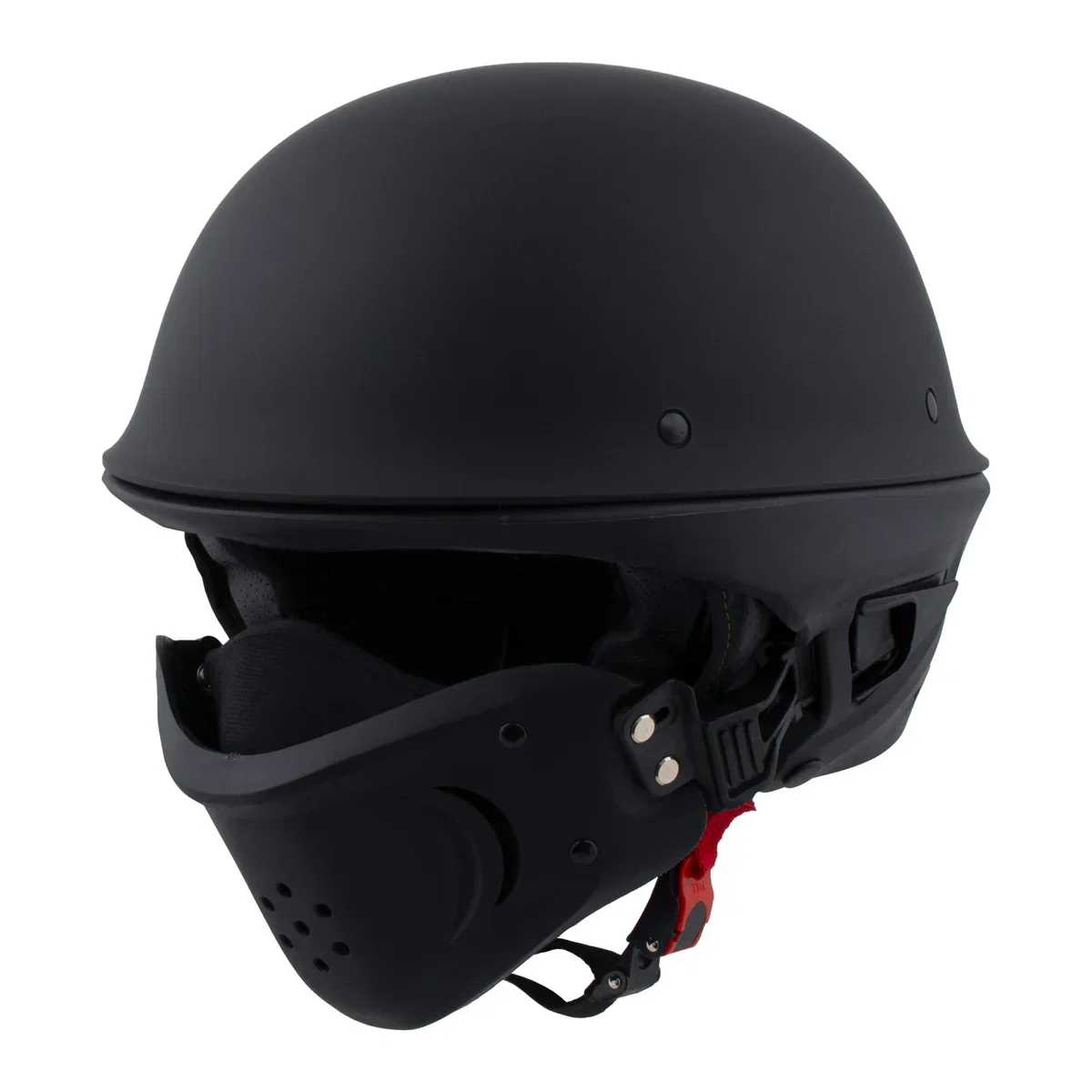 Image of Milwaukee Helmets MPH9830DOT Rascal 3/4 Open Face Flat Black 2 in 1 Motorcycle Helmet Biker