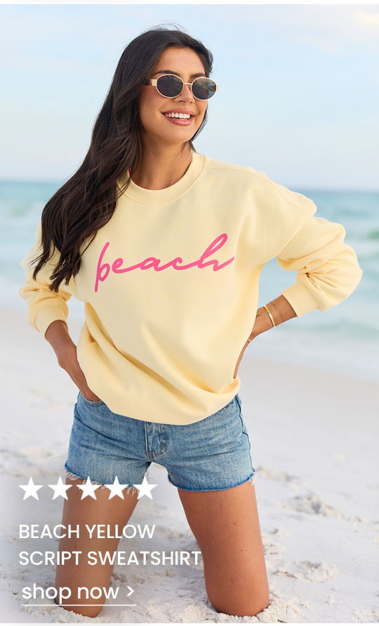 Beach Yellow Script Sweatshirt