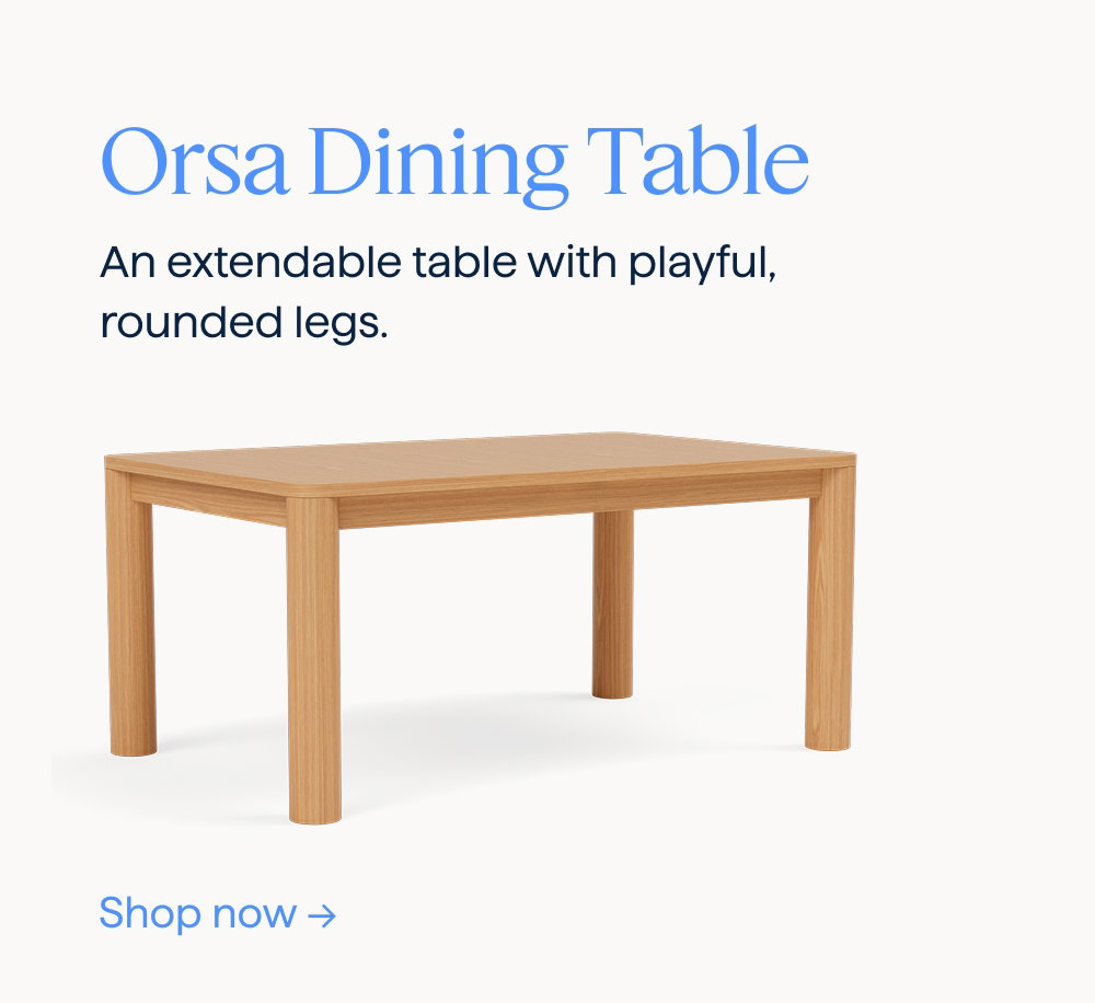 Orsa Dining Table. An extendable table with playful, rounded legs. Shop now.