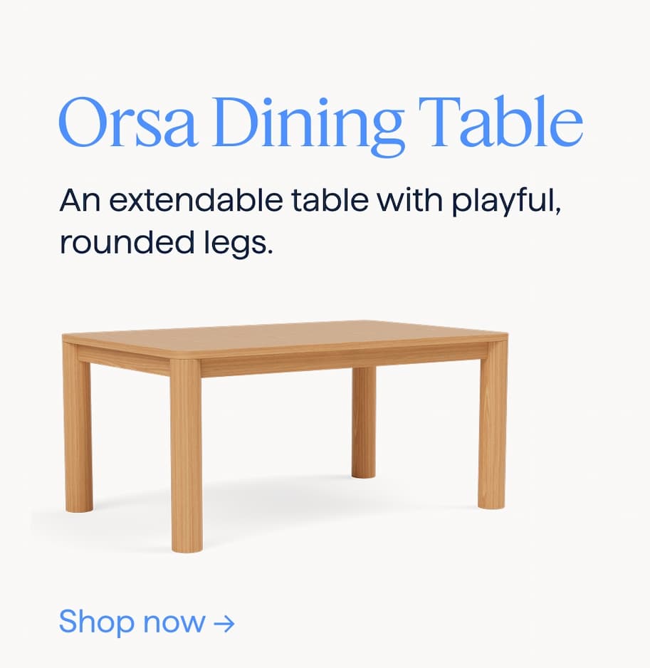 Orsa Dining Table. An extendable table with playful, rounded legs. Shop now.