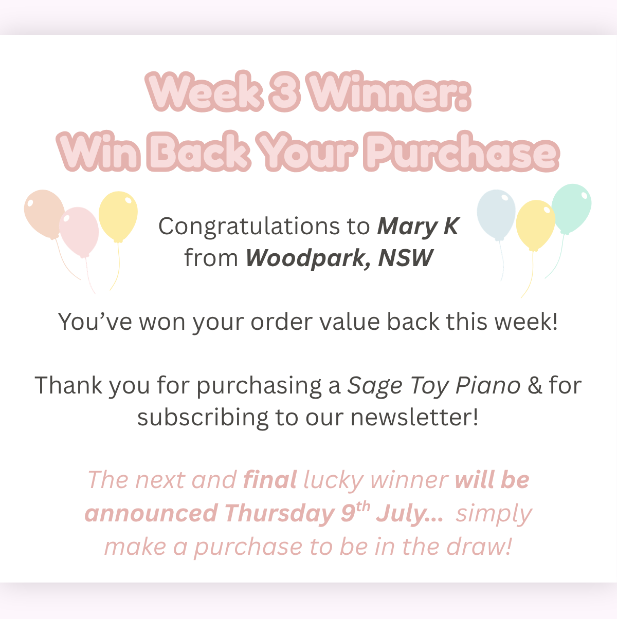 Our competition winner