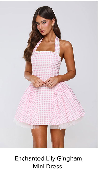 Enchanted Lily Gingham Mini Dress Blush