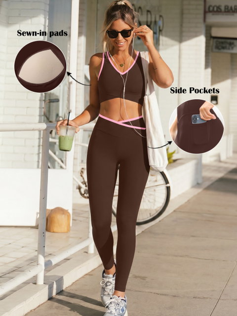 ColorSoft™ Contrast Trim Crop Tank & Leggings Set