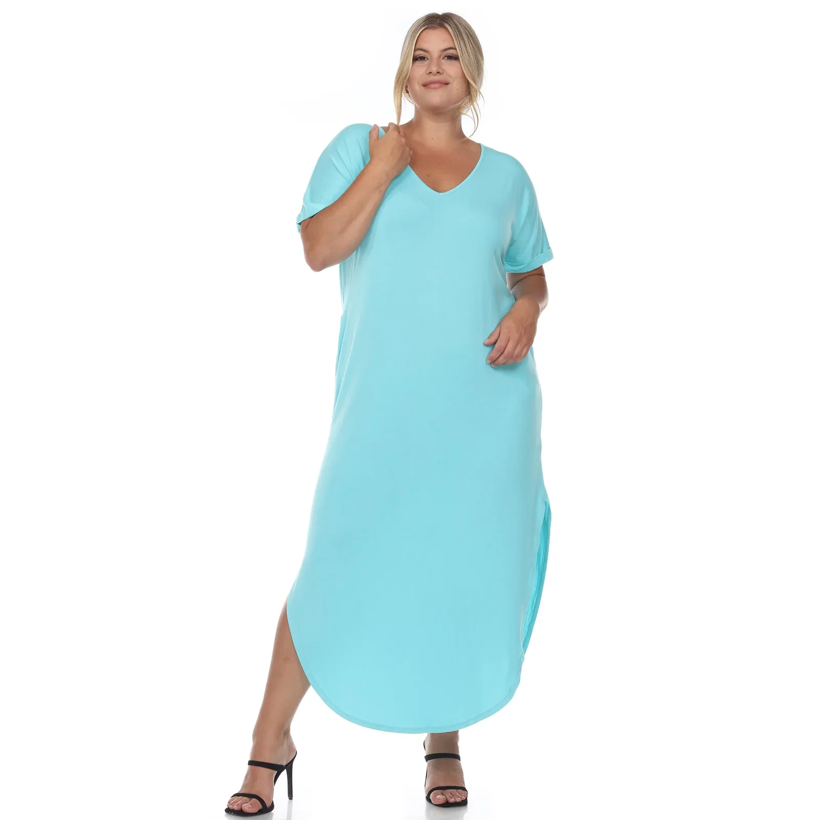 Image of Short Sleeve V-neck Maxi Dress - Plus