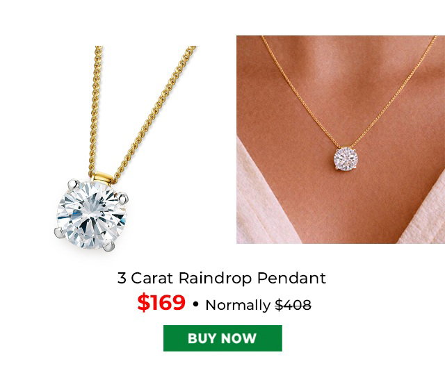 3 Carat Raindrop Pendant Gold Clad