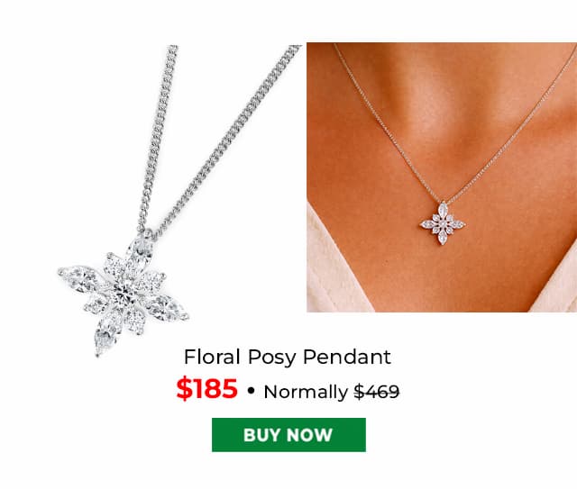 Floral Posy Pendant Platinum Clad