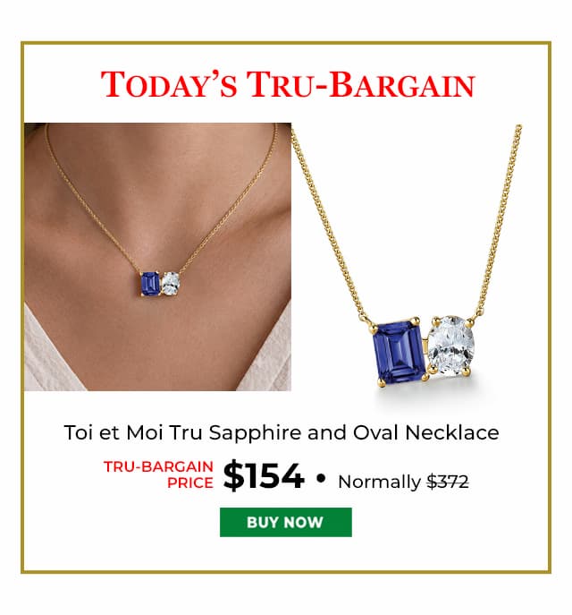 Toi et Moi Tru Sapphire and Oval Necklace Gold Clad