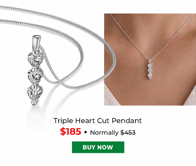 Triple Heart Cut Pendant Platinum Clad