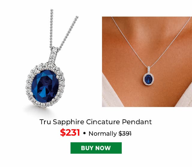 Tru Sapphire Cincature Pendant Platinum Clad