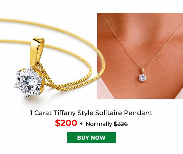 1 Carat Tiffany Style Solitaire Pendant Gold Clad