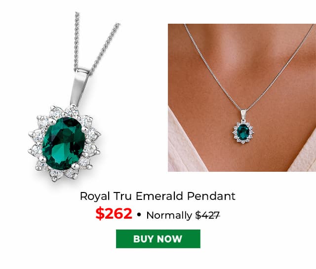 Royal Tru Emerald Pendant Platinum Clad