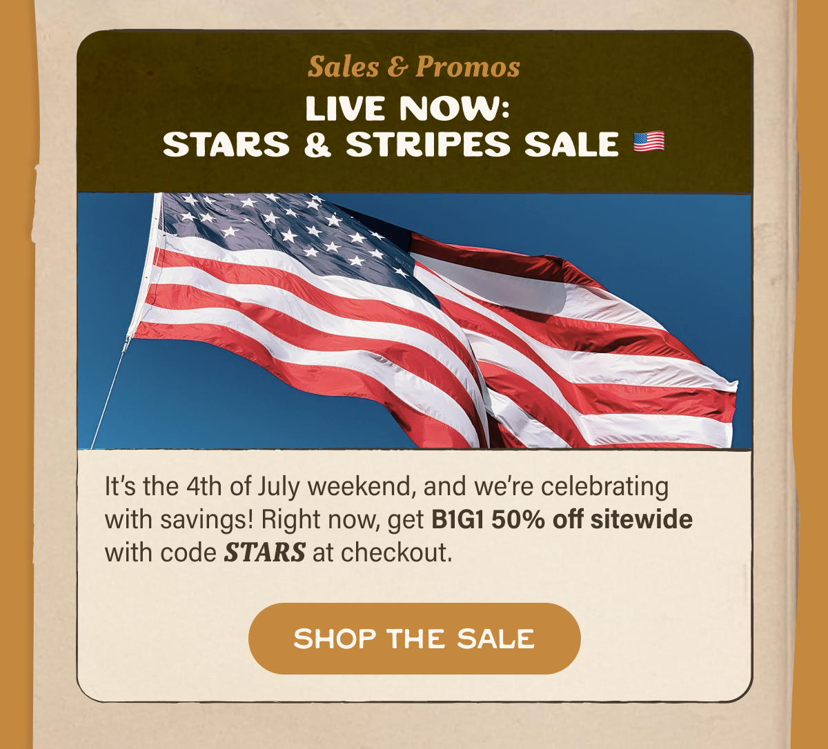Stars and Stripes Sale Live!