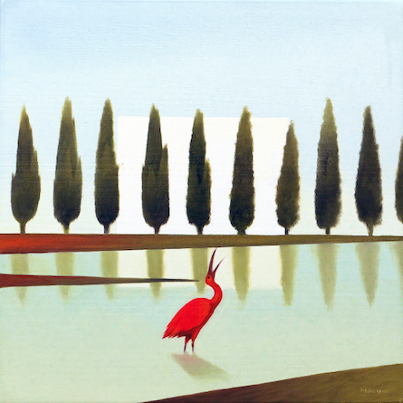 Painting of red crane