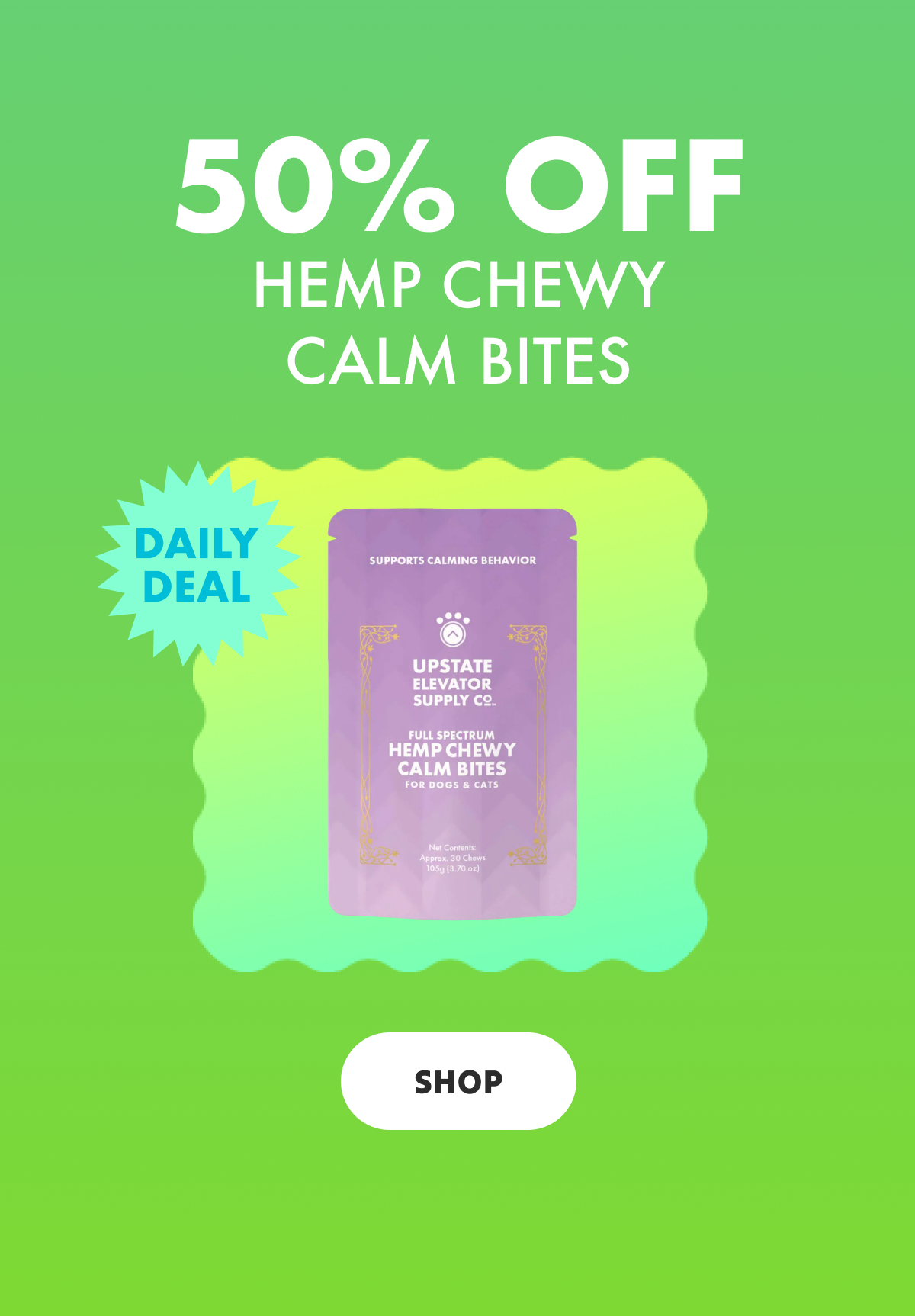 Today Only: 50% Off Hemp Chewy Calm Bites