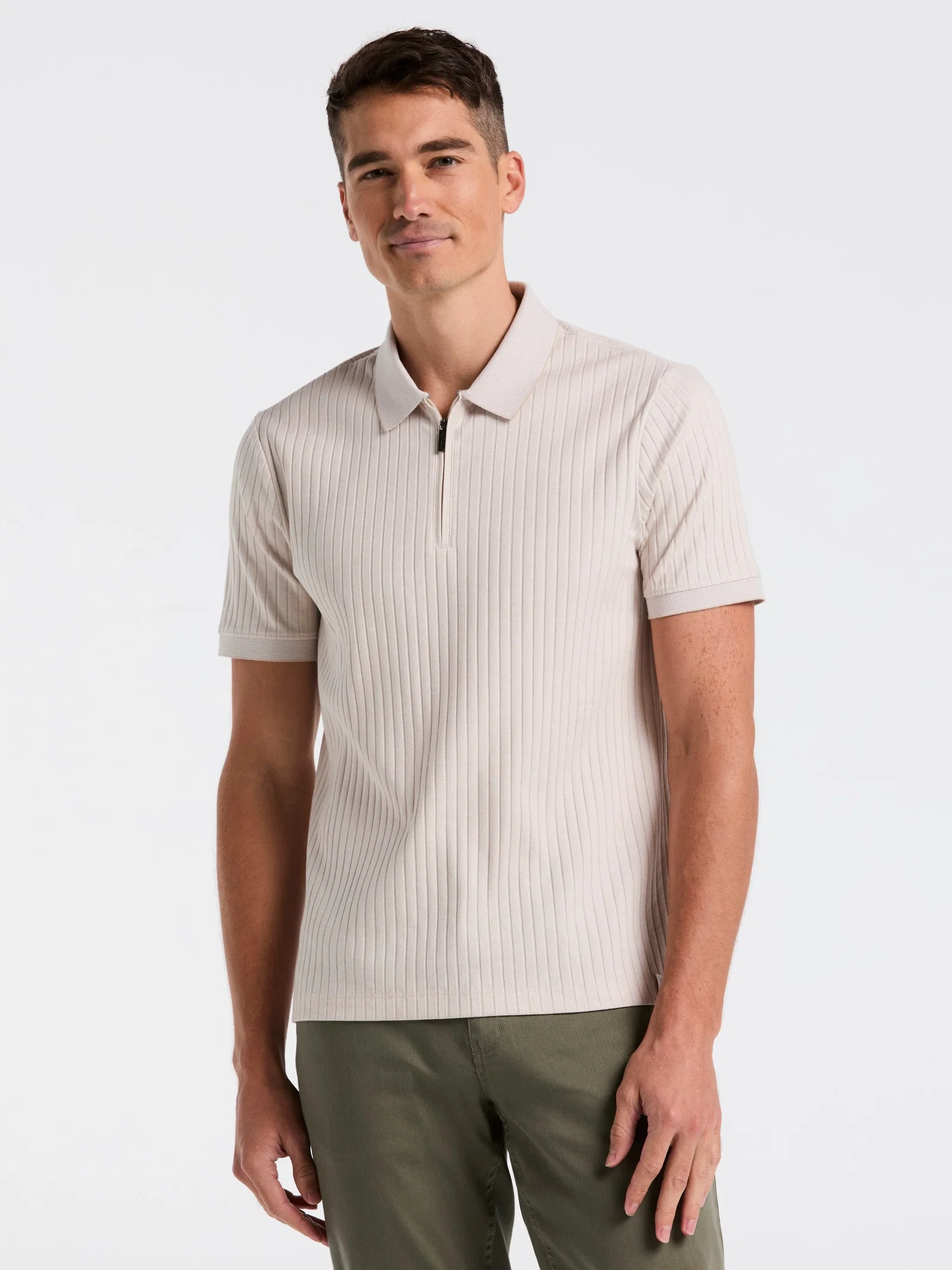 Ribbed Quarter Zip Heathered Polo Ribbed Quarter Zip Heathered Polo