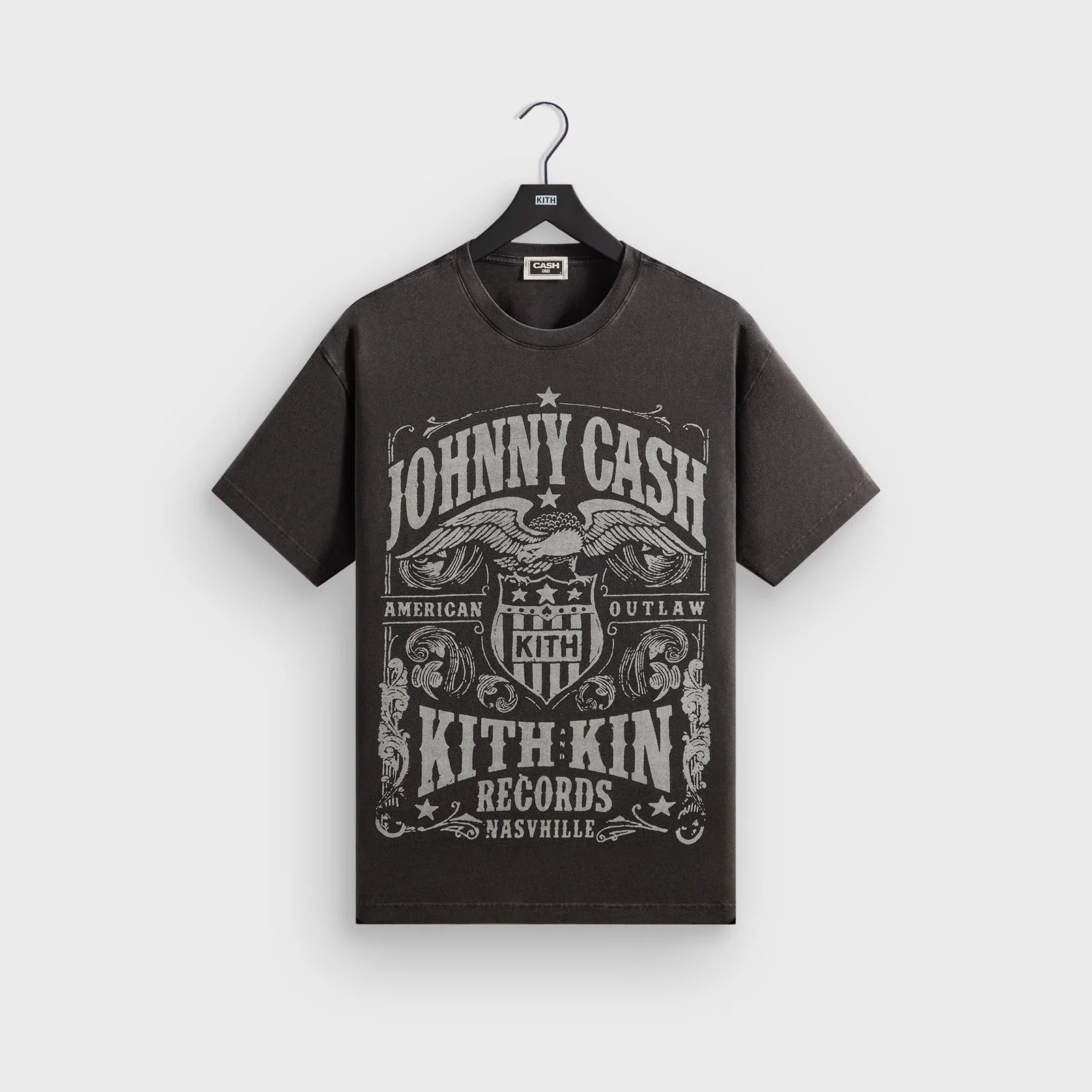 Image of Kith Records for Johnny Cash Outlaw Records Vintage Tee - Black