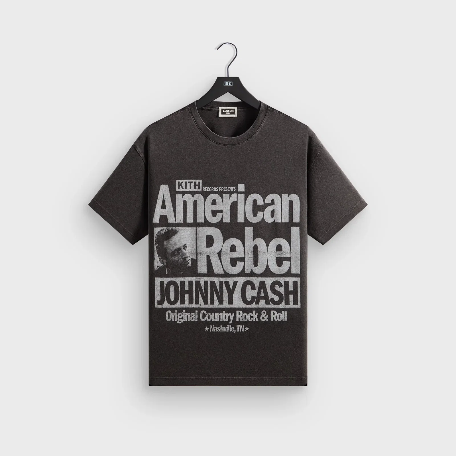 Image of Kith Records for Johnny Cash American Rebel Vintage Tee - Black