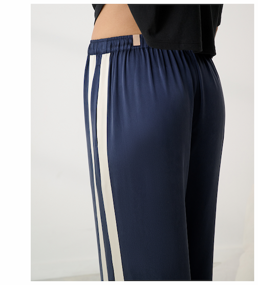 blue silk pants 