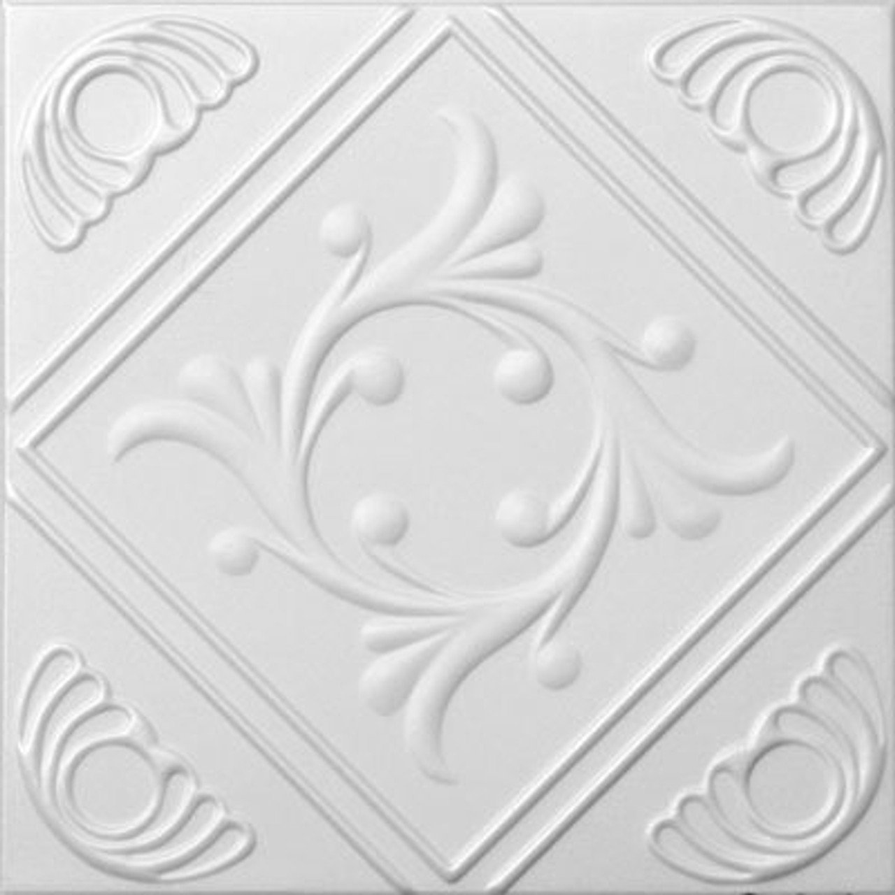 Image of Diamond Wreath 20 in x 20 in Glue-up Styrofoam Ceiling Tile Pack - #R02