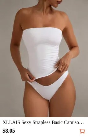XLLAIS Sexy Strapless Basic Camisole, Fashionable Solid Color Elastic Fitted White Tube Top, Suitable For All Seasons Casual Summer