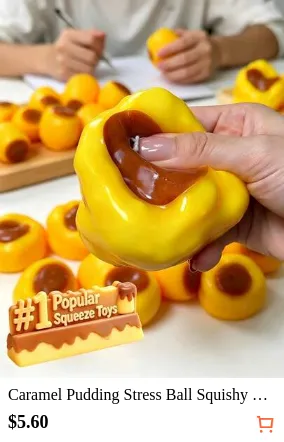 Caramel Pudding Stress Ball Squishy Crunchy Bead Filled Non Rebound Handmade Taba ASMR Anxiety Relief For Adults Party Favor Squeeze Toy Cute Realistic Food Soft Sticky Silicone Dessert