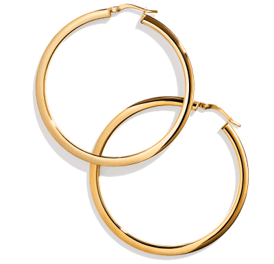 Solid gold hoops. 