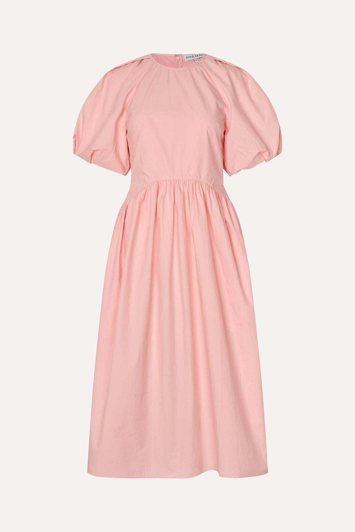 Gathered Raglan Sleeve Midi Dress - Ballerina Broderie