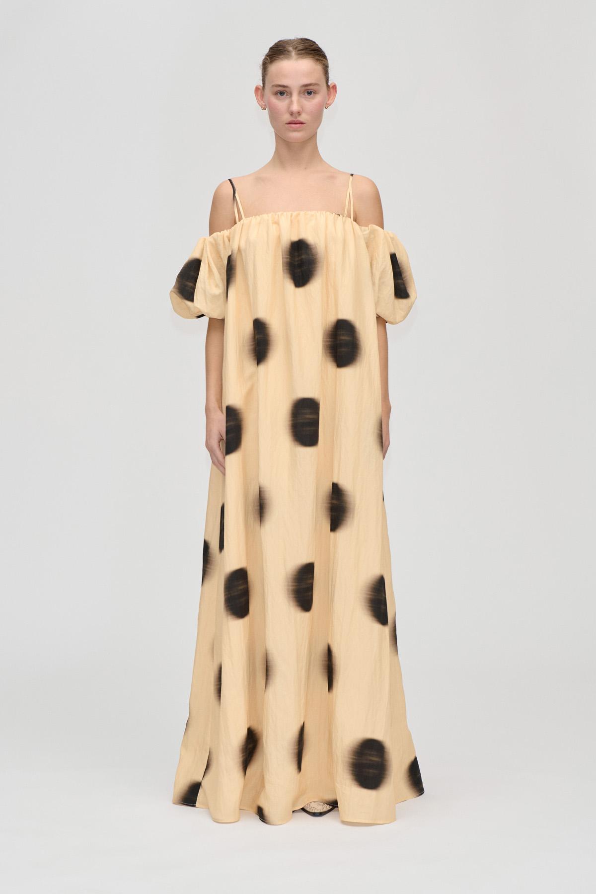 Romantic Volume Strap Dress - Dots in Motion