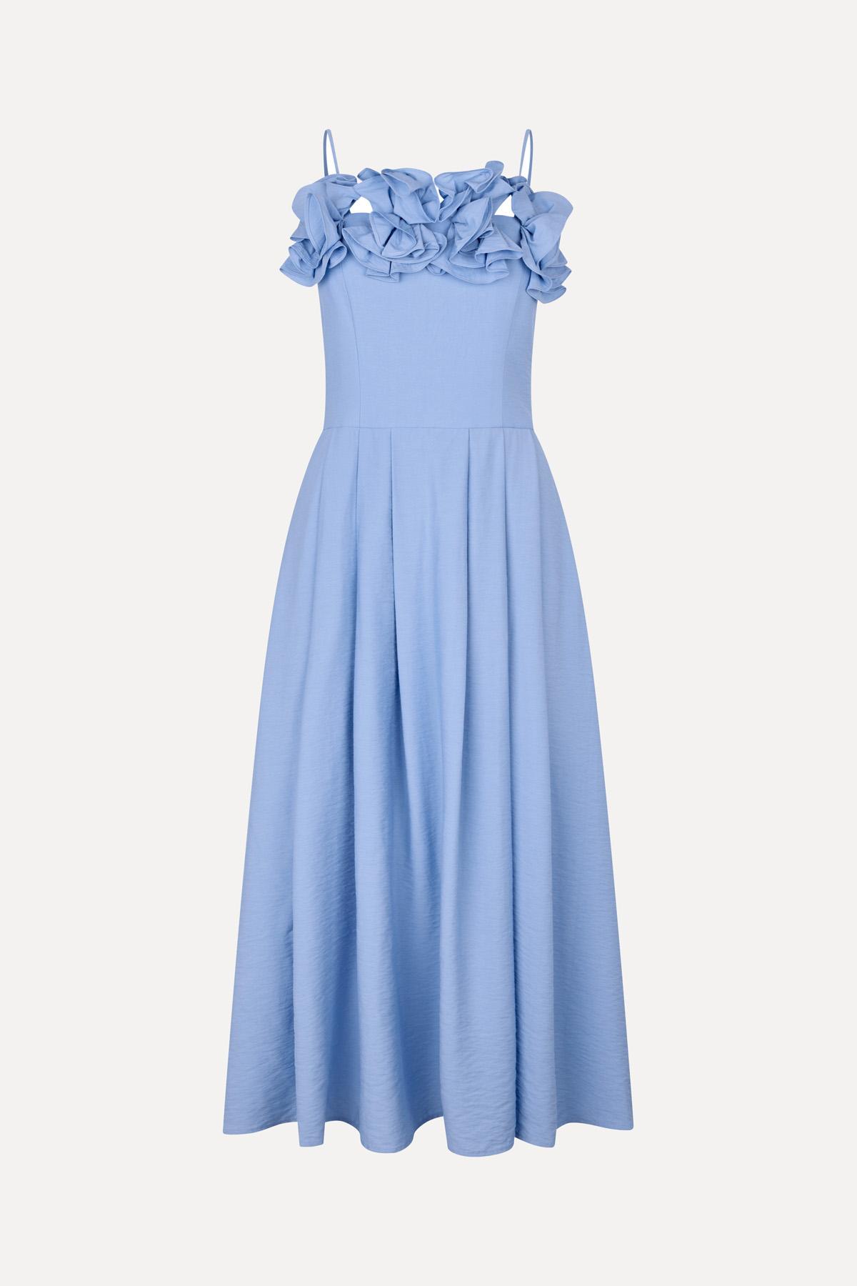 Bustier Dress With Flower Details - Bel Air Blue