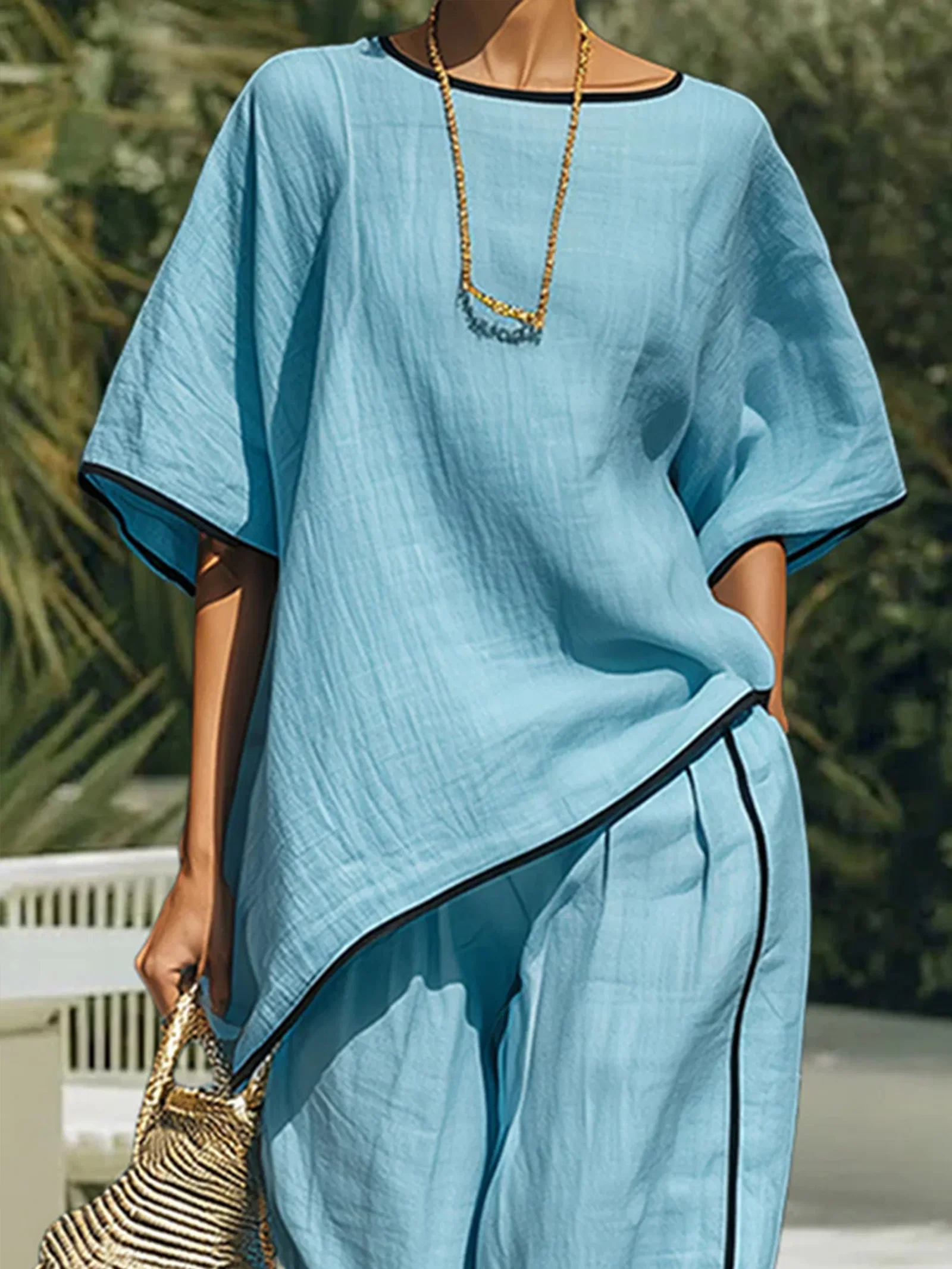 Image of Casual Color Block Split Joint Blouse