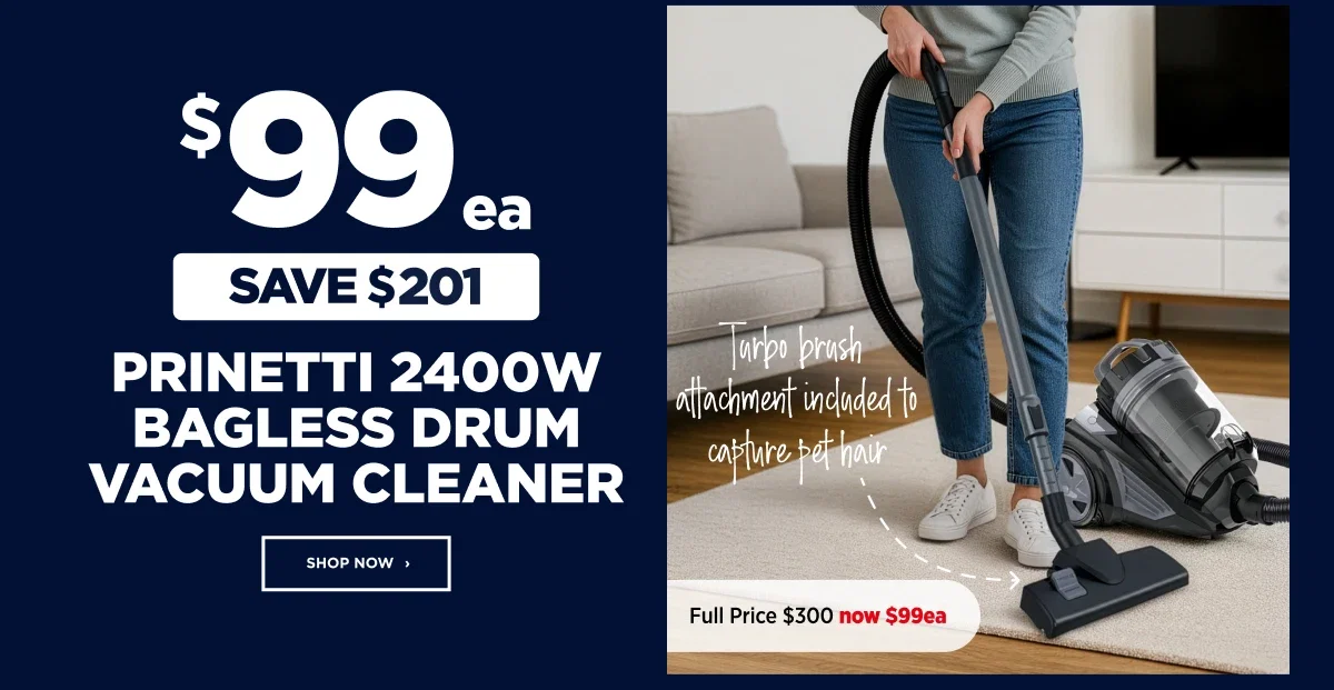 Prinetti 2400W Bagless Drum Vacuum Cleaner