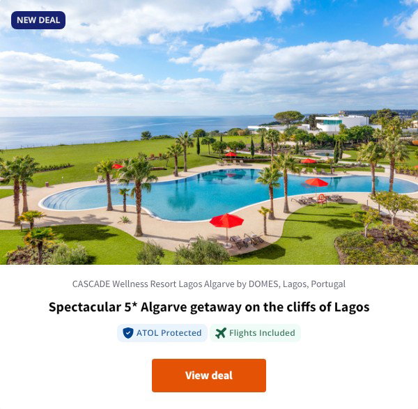 Spectacular 5* Algarve getaway on the cliffs of Lagos