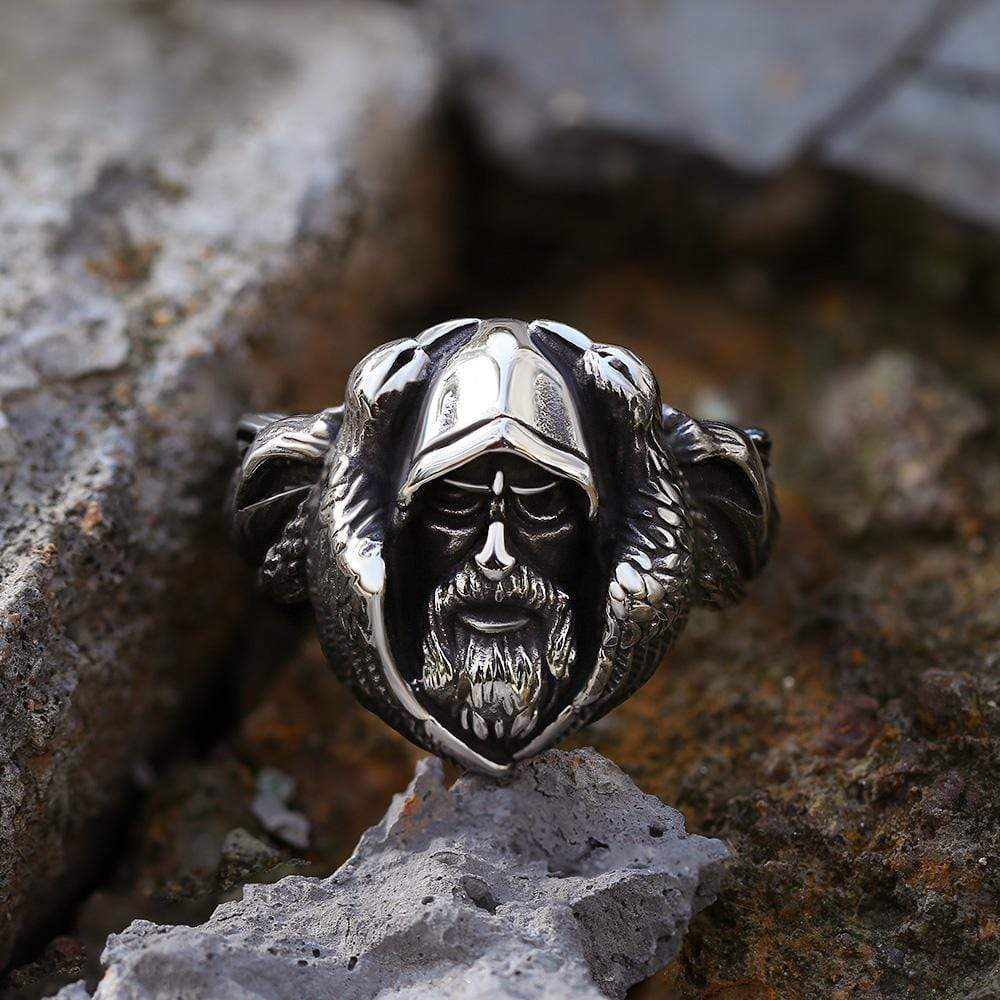 Image of Mythology Odin Wolf Stainless Steel Viking Ring